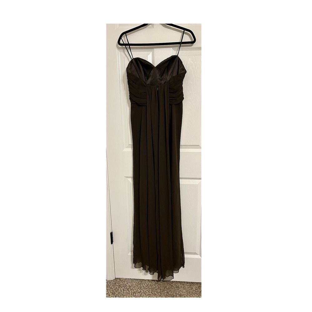 A.B.S. Collection Brown Chiffon Strapless Sweetheart‎ Long Formal Dress